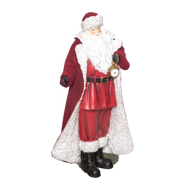 Transpac Resin 12 75 In Multicolor Christmas Fuzzy Santa With Watch Figurine