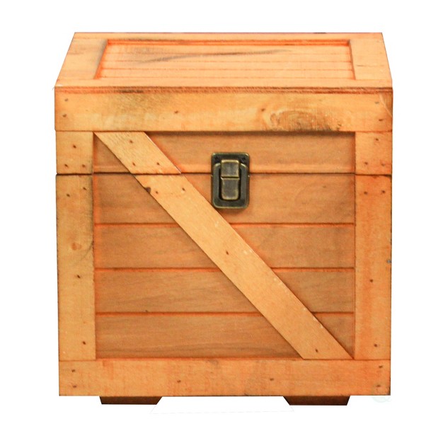 Vintiquewise Wooden Stackable Treasure Chest Cargo Crate Style Light Brown