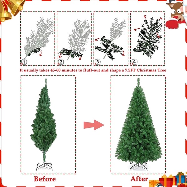 PreLit Artificial 7.5ft Christmas Tree with 450 Clear Incandescent Mini Lights