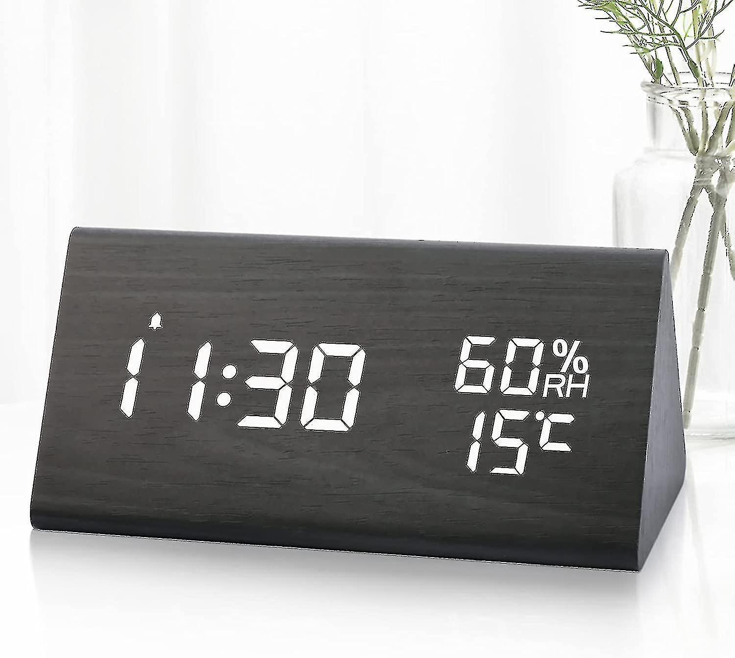 Alarm Clock Digital Alarm Clock， Table Clock With Night Led Date Voice Control1pcsblack