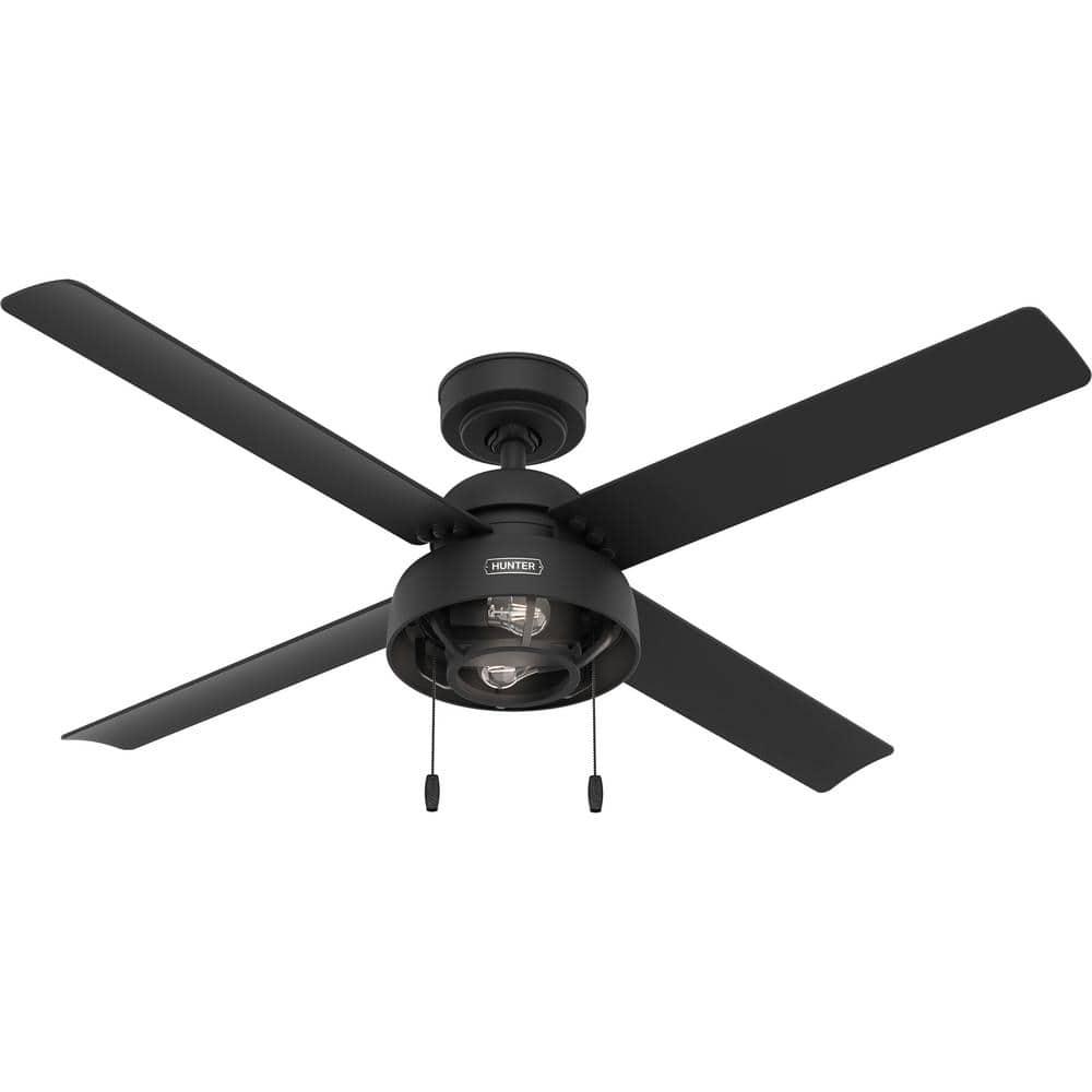 Hunter Spring Valley 52 in IndoorOutdoor Matte Black Ceiling Fan with Light