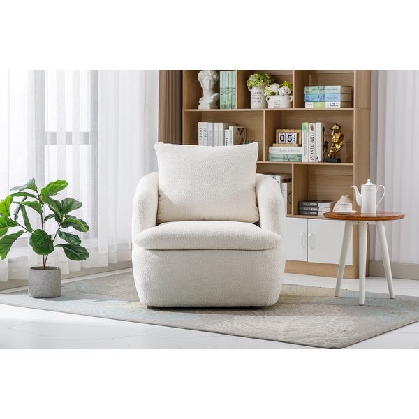 Swivel Barrel Sofa Accent Chairs Armchair Living Room Chairs， Beige