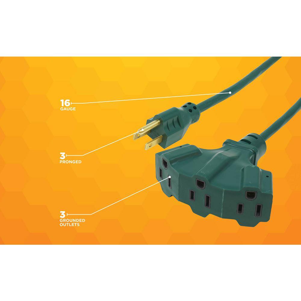 Woods 8 ft. 163 SJTW Tri-Source (Multi-Outlet) Yard Master Outdoor Extension Cord 2466