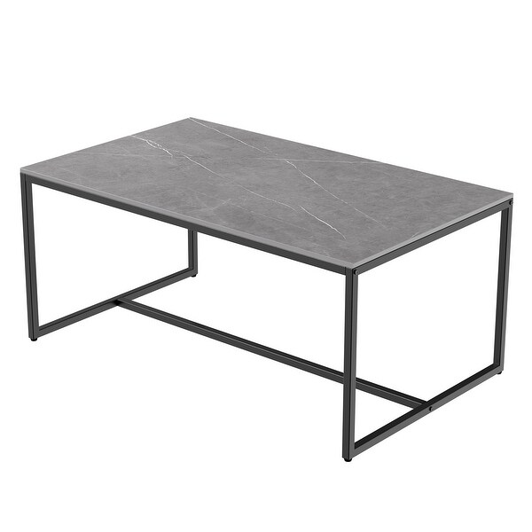 Solid Artifical Marble Rectangle Coffee Table - 23.6