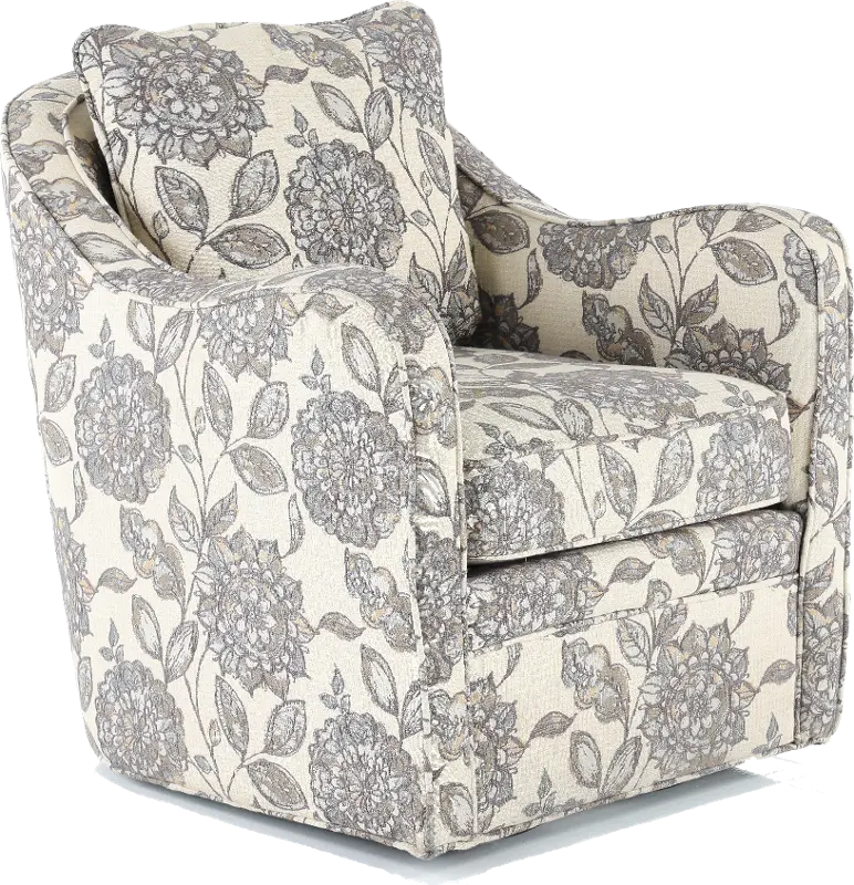 Brianne Ivory Floral Swivel Accent Chair