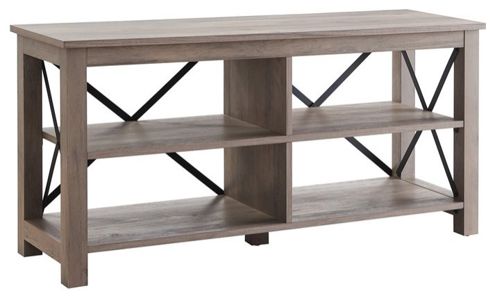 Henn ampHart 50 quotGray Oak/Metal TV Stand   Transitional   Entertainment Centers And Tv Stands   by Homesquare  Houzz