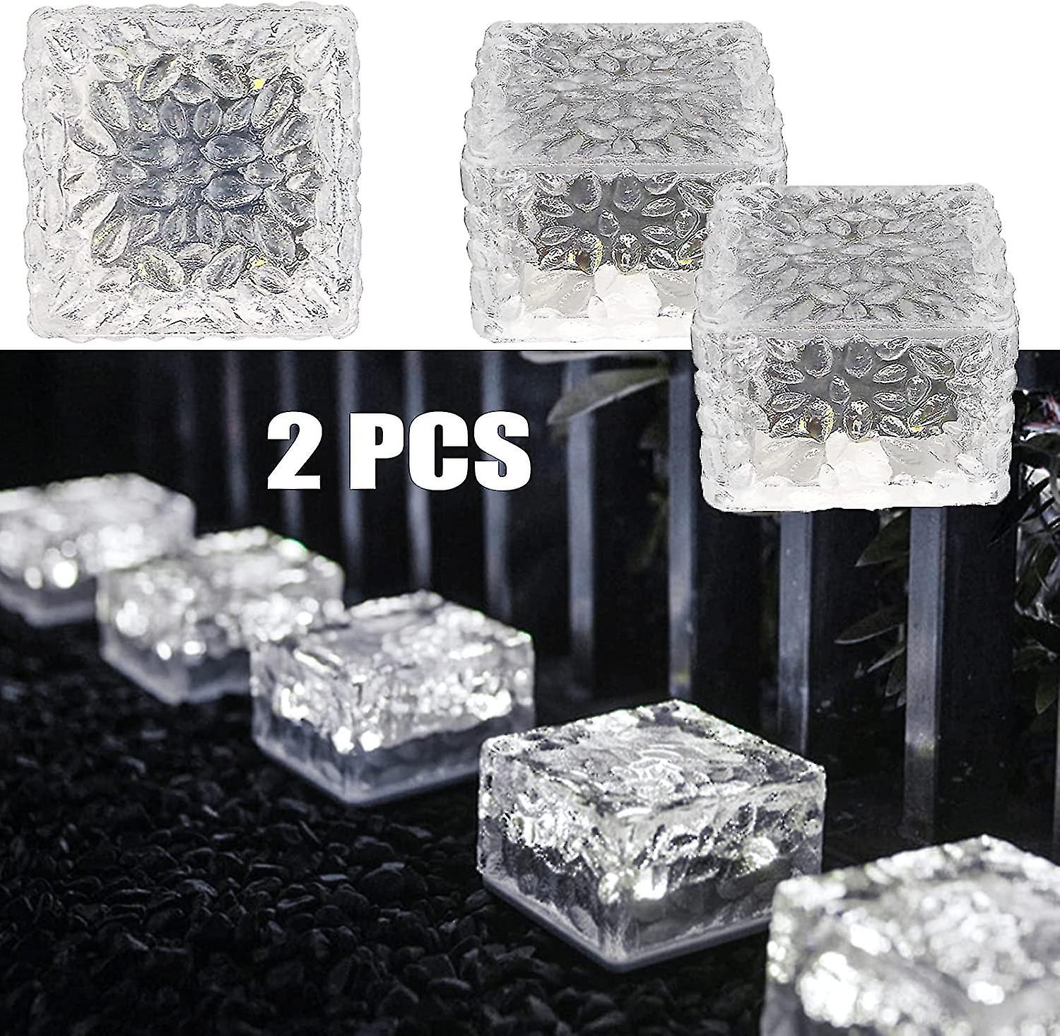 2 Pieces Of 4 Led Solar Floor Outdoor Ice K ， On / Off Lig