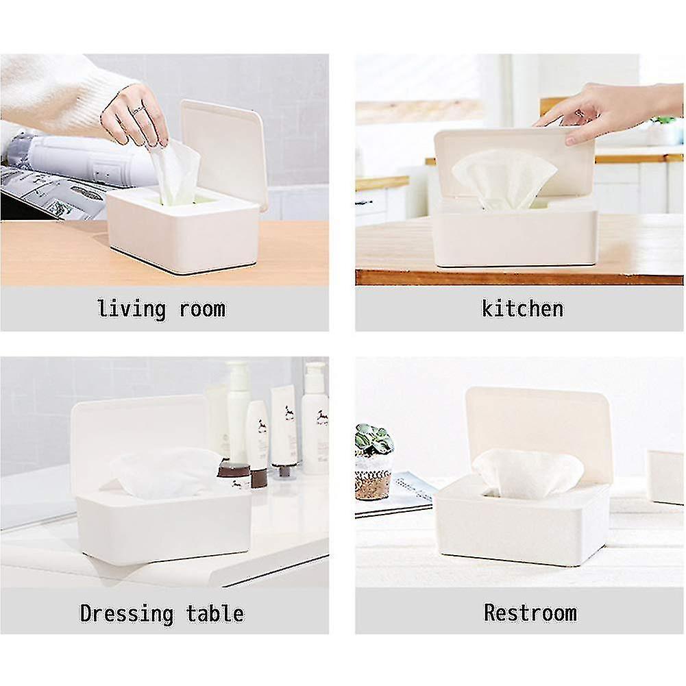 Dustproof Tissue Storage Box With Lid For Home Office Desk (white)