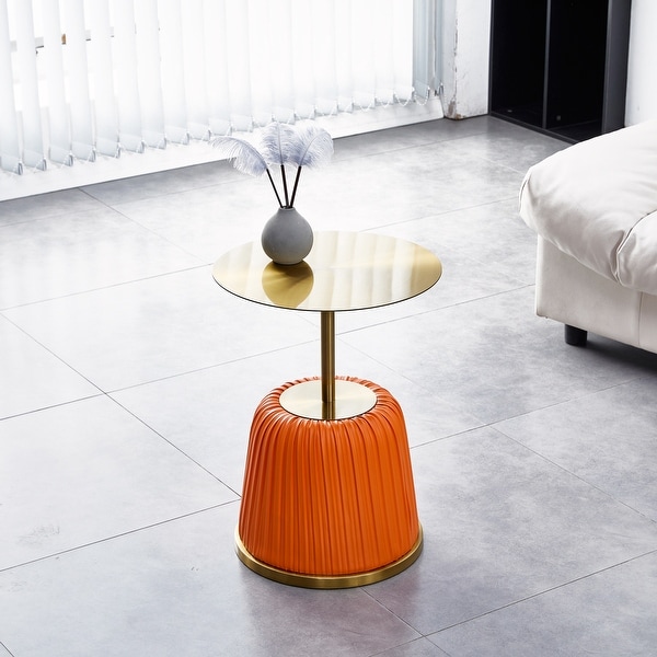 Gold Top with Metal Covered PU Side Table