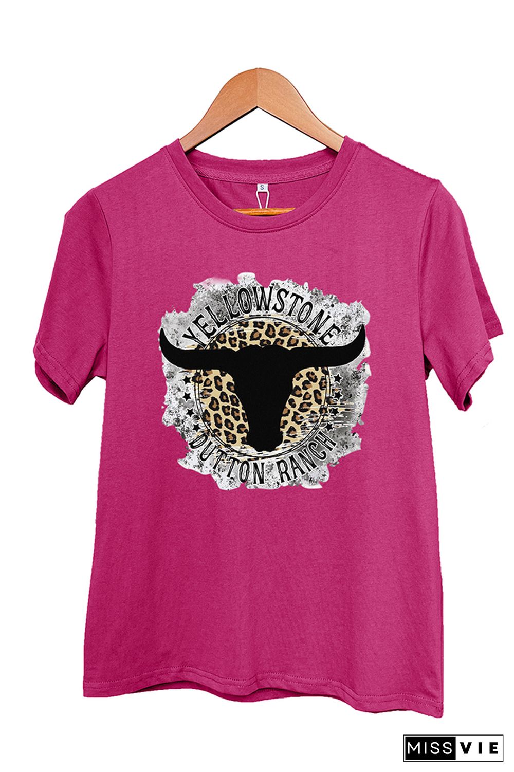 Yellowstone Dutton Ranch Leopard Short Sleeve Graphic Tee Wholesale