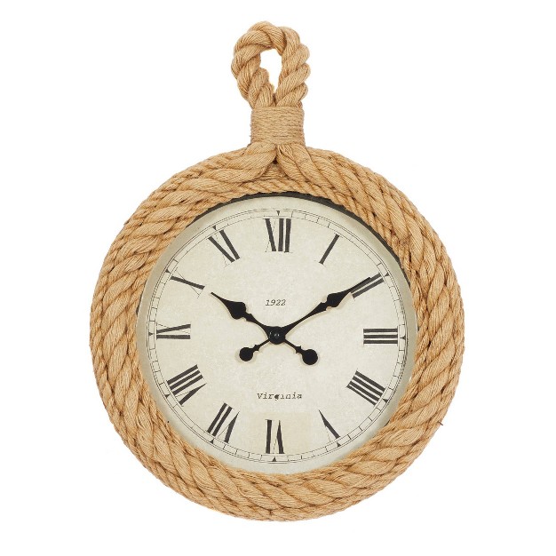 Jute Wall Clock With Rope Detailing Beige Olivia amp May