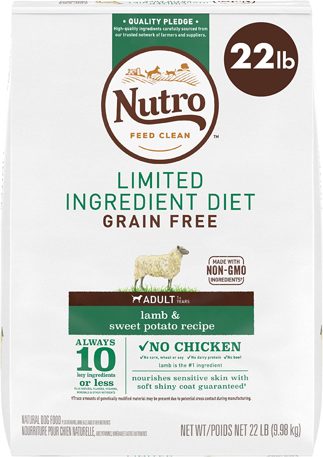 NUTRO Limited Ingredient Diet Adult Dry Dog Food Lamb and Sweet Potato Recipe 22 Pound (Pack of 1)