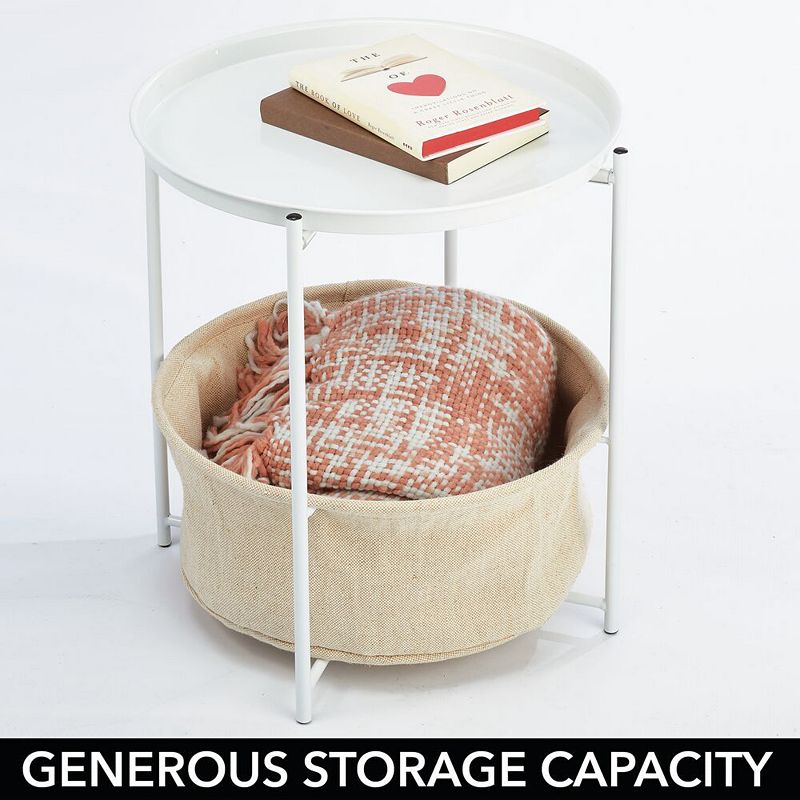 mDesign Steel Single Drawer Side Table and Basket Storage Unit