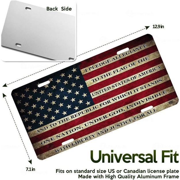 Zone Tech Tactical Usa Flag License Plate Premium Quality Thick Durable Novelty American Patriotic Pledge Of Allegiance Car Tag Plate Cover