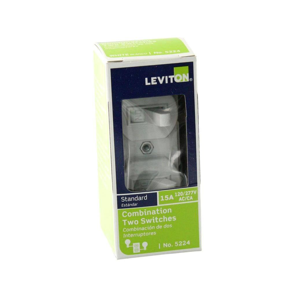 Leviton 15 Amp Combination Double Switch White R62-05224-2WS