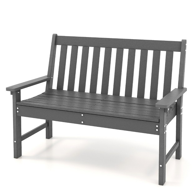 Tangkula Garden Bench All weather Hdpe 2 person Outdoor Bench For Front Porch Backyard