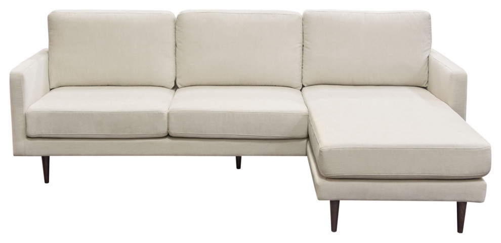 Kelsey Reversible Chaise Sectional  Cream Fabric   Midcentury   Sectional Sofas   by Kolibri Decor  Houzz