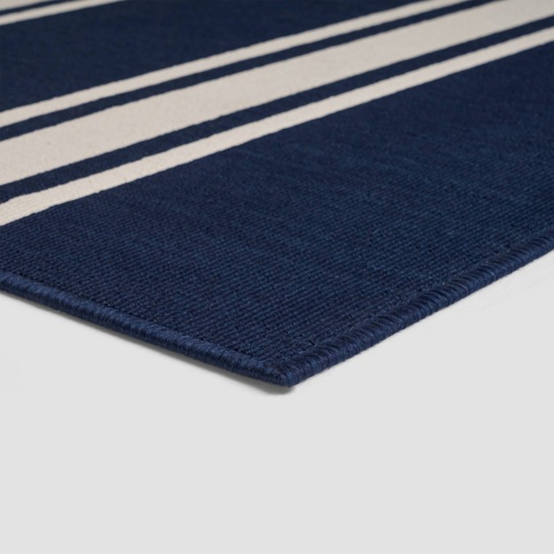 Cabana Stripe Outdoor Rug Navy ivory Christopher Knight Home