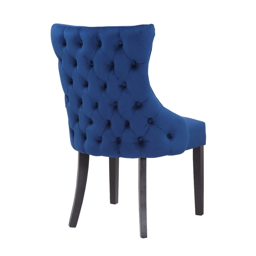 Modern Velvet Dining Chair With Wooden Legs  (Set of 2)