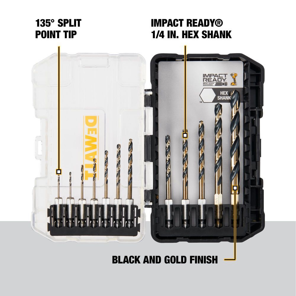 DEWALT BLACK and GOLD IMPACT READY Metal Drill Bit 12pc Set DWAH1182 from DEWALT