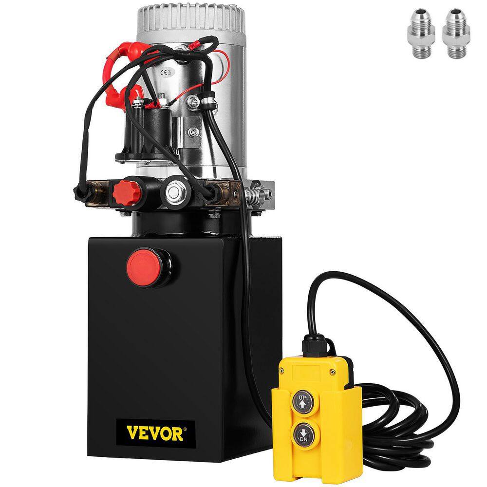 VEVOR 12-Volt DC 6 qt. Hydraulic Pump Hydraulic Power Unit Hydraulic Pump Dump Trailer Double Acting Hydraulic Pump 6LCZYYBTXSZY00001V0