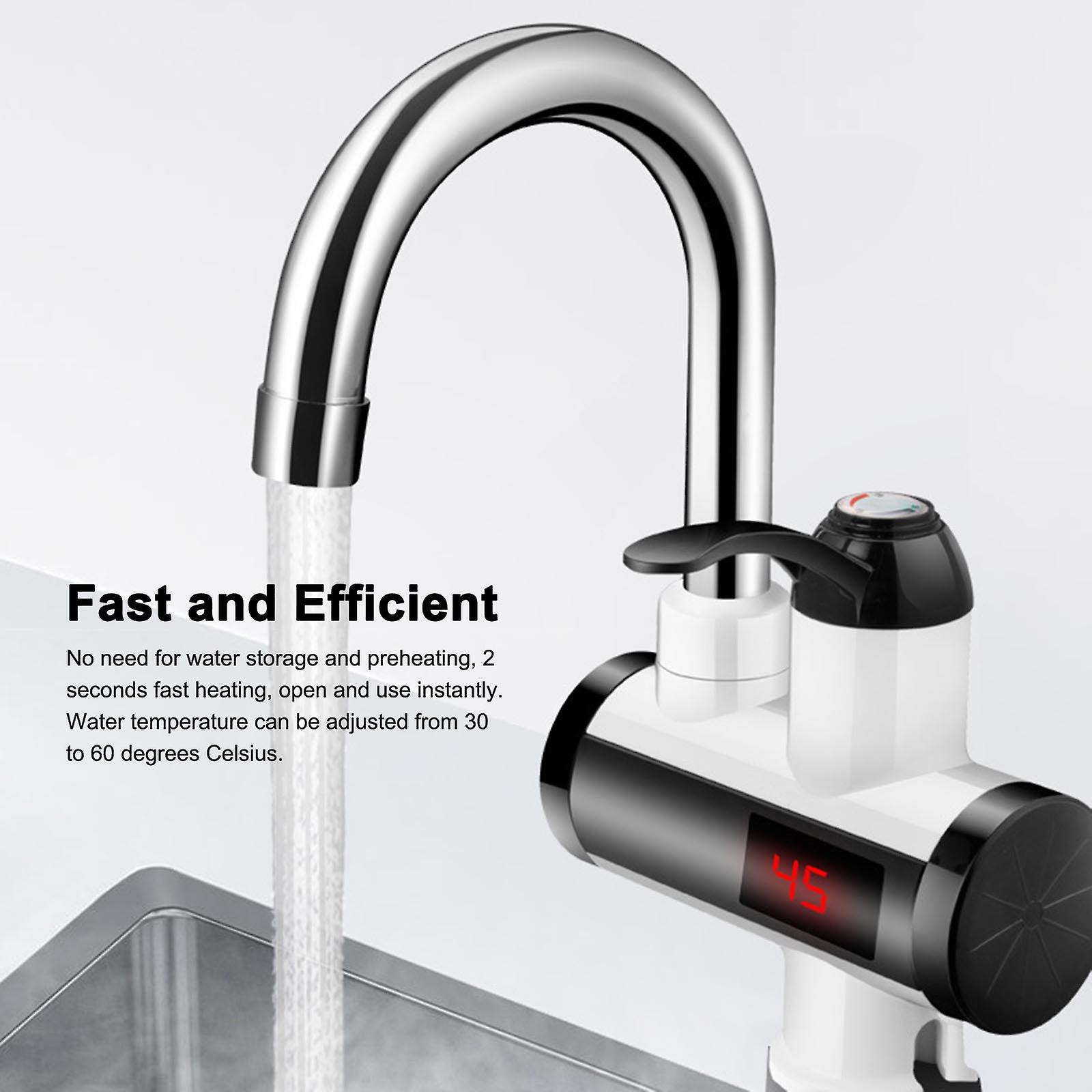 3000w Instant Hot Water Faucet Electric Water Heater Tap With Led Digital Display Kitchen Bathroom Water Heating Faucet Ipx4 Waterproof 360 Rotatable