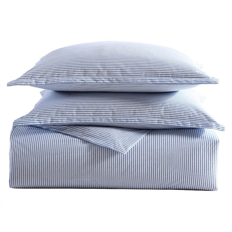 Poppy and Fritz Oxford Stripe Blue Duvet Cover Set with Sham