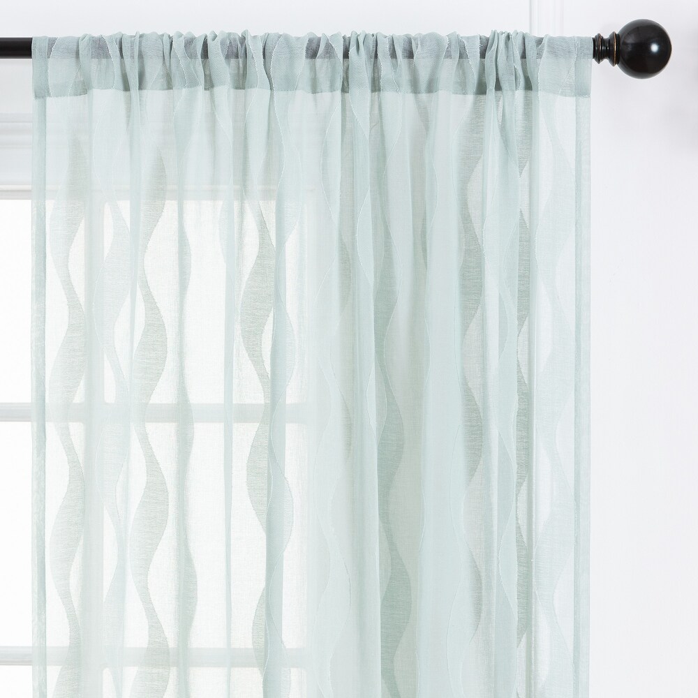 Chanasya Voile Wavy Textured Sheer Bedroom Kitchen Window Curtain Panel Pair (Set of 2)