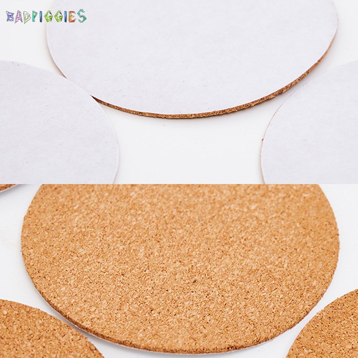 BadPiggies 30 Pcs Self-Adhesive Cork Round 4 x 4 Inch Cork Circle Backing Sheets Cork Tiles for Cork Coasters and DIY Crafts