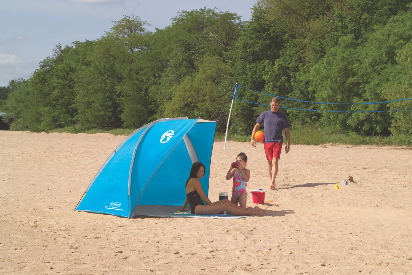 Coleman 7' x 4' Beach Outdoor Compact Canopy Sun Shade Tent SPF 50+， Blue