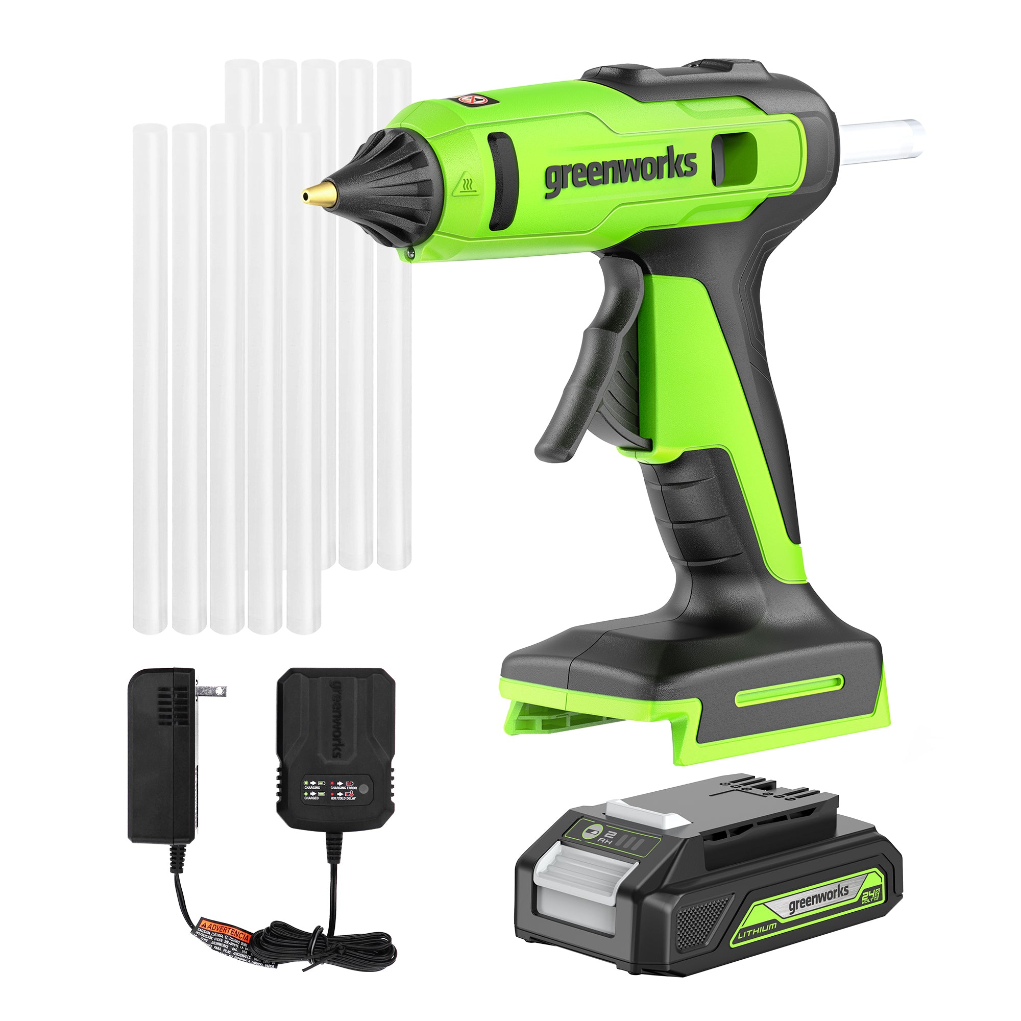 24V Cordless Glue Gun， Battery，  Charger | Greenworks Tools