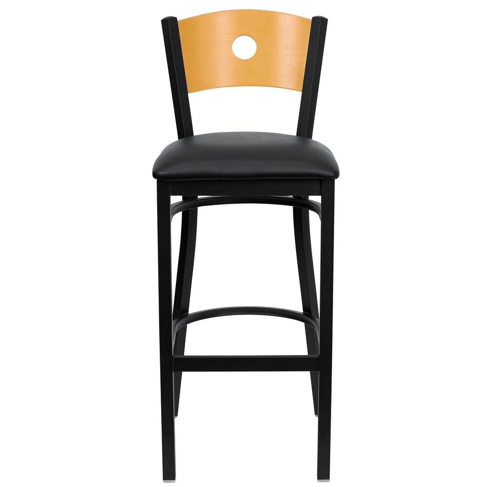 Wood Circle Back Metal Restaurant Barstool   16.75\