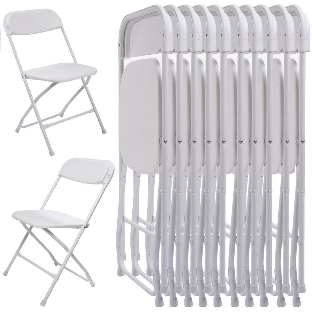 Ktaxon 10Pcs Commercial Plastic Folding Chairs Stackable Wedding Party Chairs,White