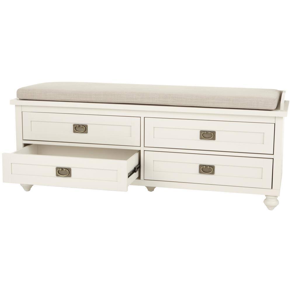 Home Decorators Collection Vernon Polar Off-White 4-Drawer Storage Bench 9608910400