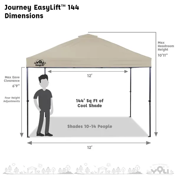 YOLI 12'x12' Journey EasyLift 144 Instant Canopy