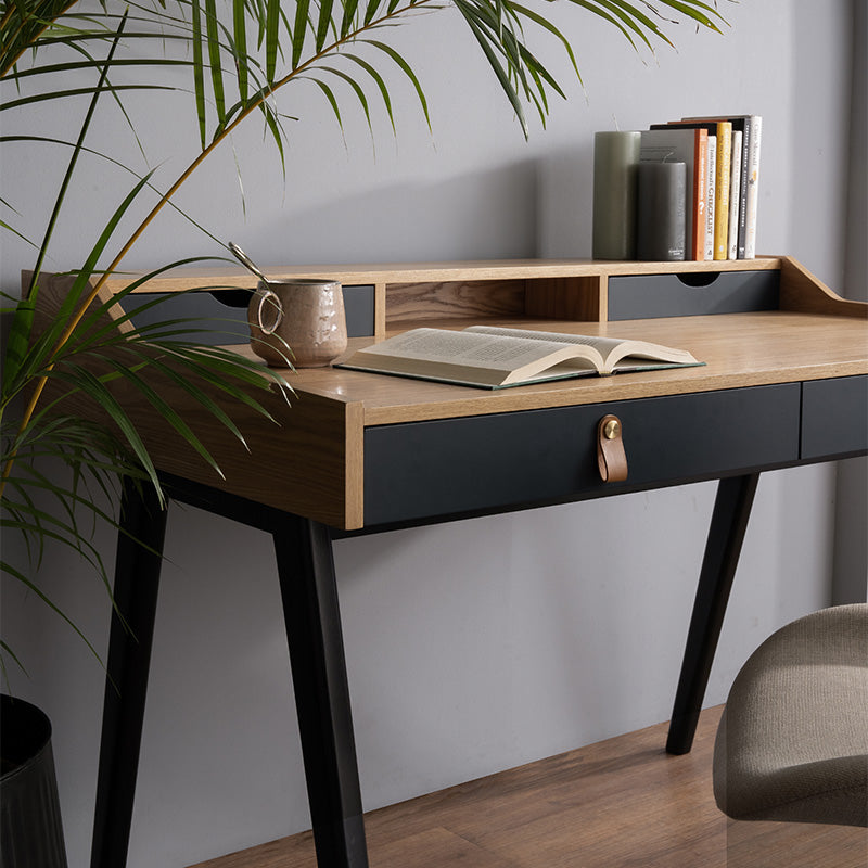 CASTOR Study Desk 110cm - Natural, Navy Blue & Black