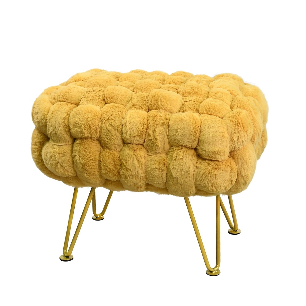 Soft Fauxfur Pouf Stool Ottoman Fuzzy Entryway Bench Seat 27\
