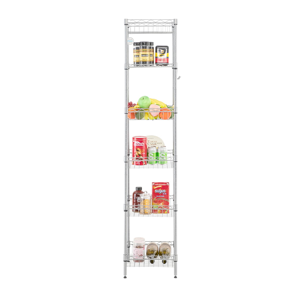 Ktaxon 6-Tier Wire Storage Shelves Unit with Side Hooks,13.39