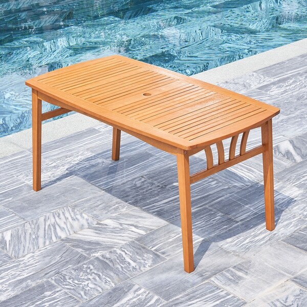 Honey Eucalyptus Wooden Outdoor Dining Table with Umbrella Hole