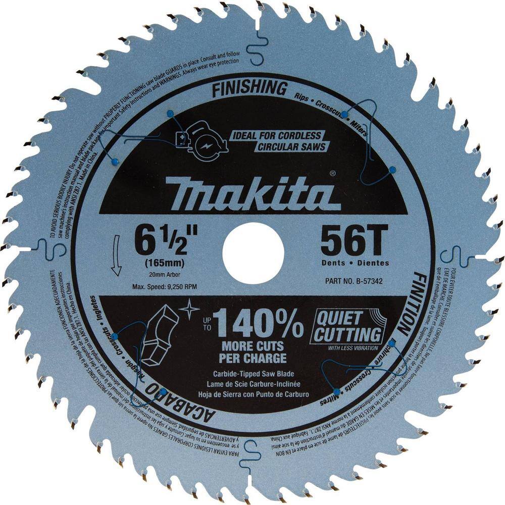 Makita 18V X2 LXT (36V) Brushless 6-12 in. Plunge Circular Saw with Bonus 6-12 in. 56T Carbide-Tipped Saw Blade XPS01Z-B-57342