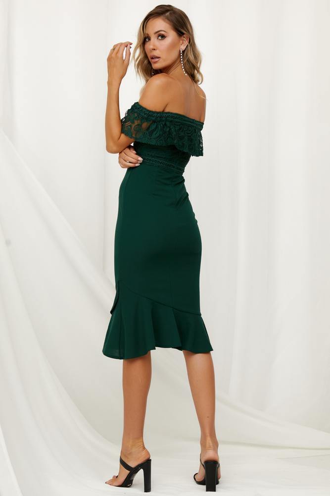 Khaleesi Midi Dress Forest Green