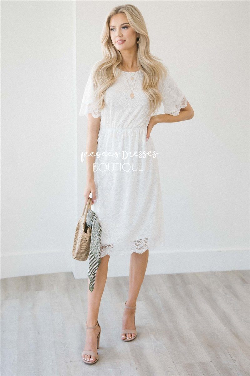 Ivory Scallop Lace Dress