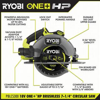 RYOBI ONE+ 18V HIGH PERFORMANCE Kit w (2) 4.0 Ah Batteries 2.0 Ah Battery 2-Port Charger  ONE+ HP Brushless Circular Saw PSK023-PBLCS300B