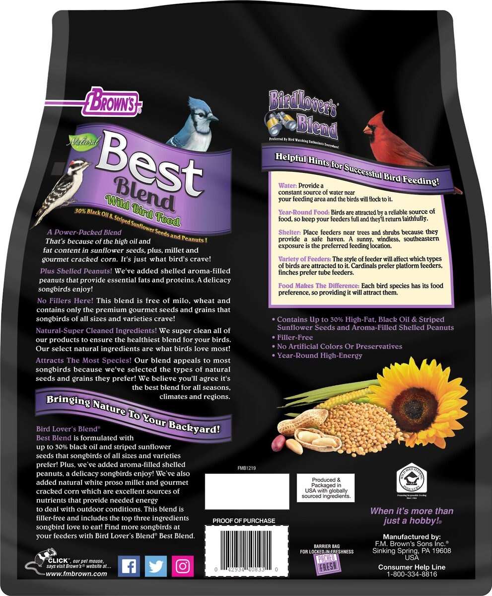 Brown's Bird Lover's Blend Best Blend Wild Bird Food