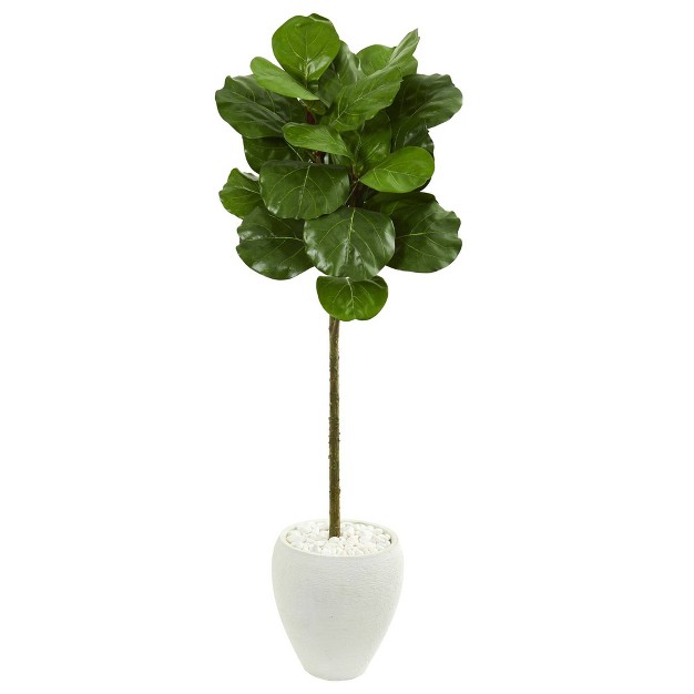 Artificial Fiddle Leaf Tree In Planter White - Nearly Natural