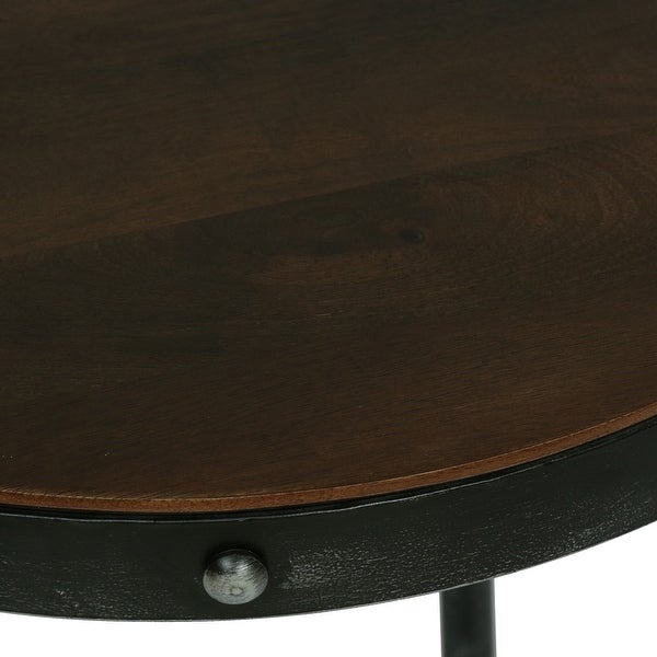 Rivet Modern Industrial Handcrafted Round Mango Wood Side Table by Christopher Knight Home - 20.00