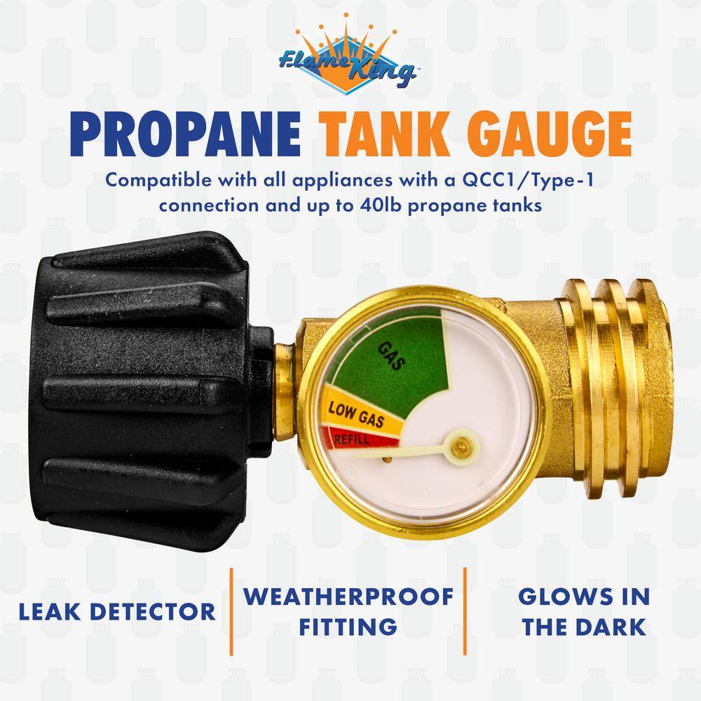 Flame King Propane Gas Meter Gauge Level Indicator with Glow-in-the-Dark Dial YSN-212B