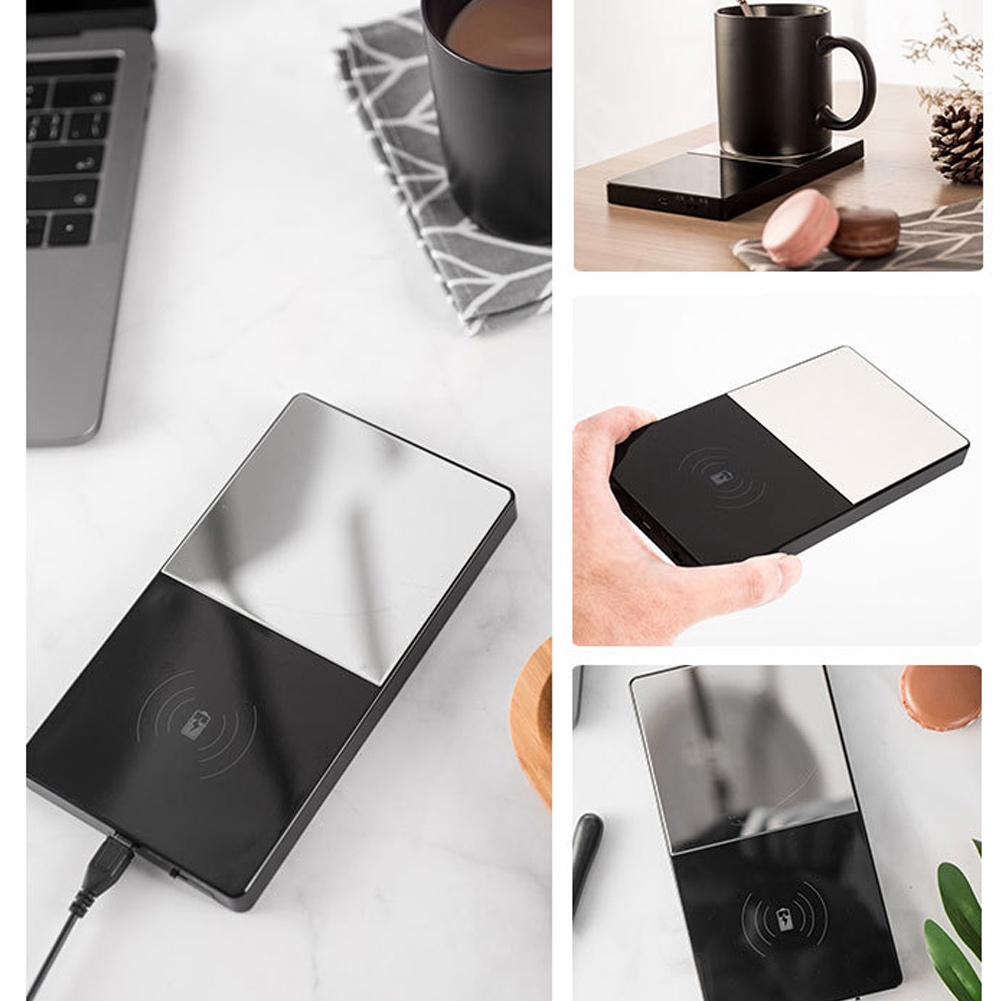 2 in 1 Heating Mug Cup Warmer Electric Wireless Charger for Home Office Coffee Milk