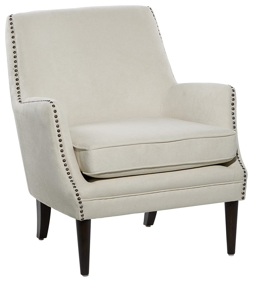 Contemporary Accent Chair  Padded Cushioned Seat With Bronze Nailhead   Contemporary   Armchairs And Accent Chairs   by Decor Love  Houzz