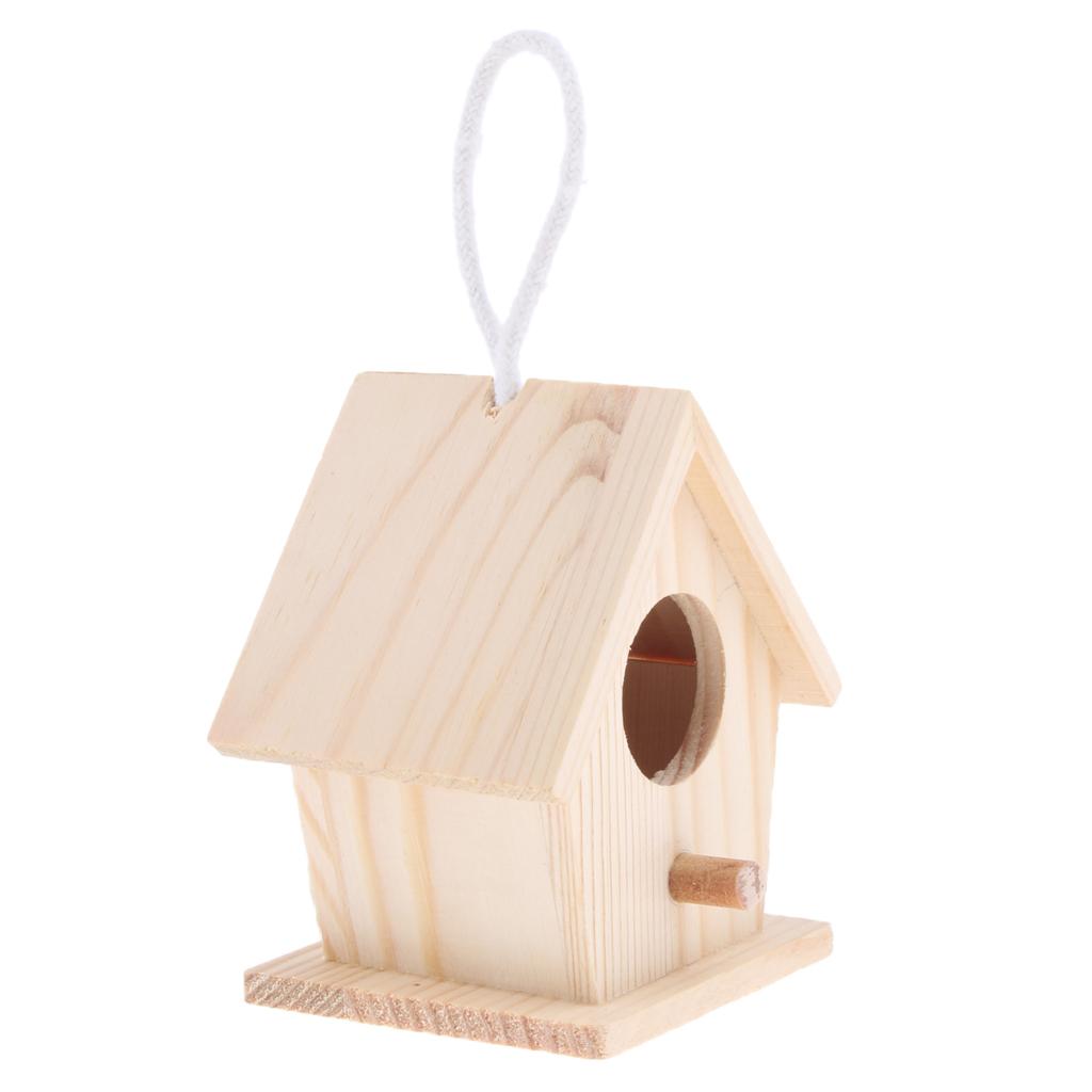 2Pcs Handmade Swing Unfinished Wood Birdhouse DIY Cage Bird House